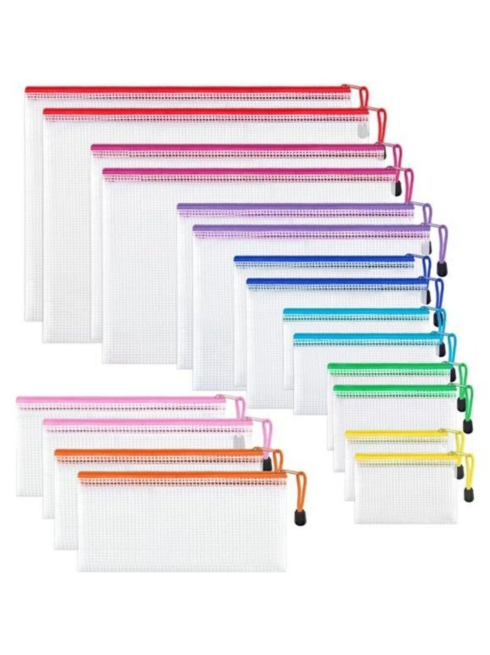 Mesh Zipper Pouch Set Waterproof Travel Organizer Bags School Office Storage